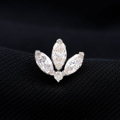 Marquise Diamond Lotus Flower Earring for Helix Piercing