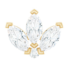 Marquise Diamond Lotus Flower Earring for Helix Piercing