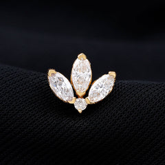Marquise Diamond Lotus Flower Earring for Helix Piercing