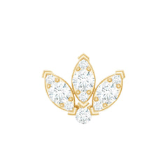 Certified Moissanite Lotus Earring for Cartilage Piercing