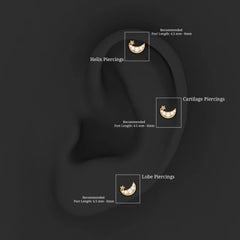 Real Diamond Moon Star Earring for Cartilage Piercing