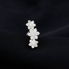Certified Moissanite Flower Ear Climber Earring