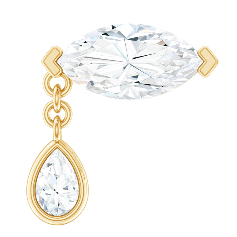 Real Marquise Diamond Cartilage Drop Earring