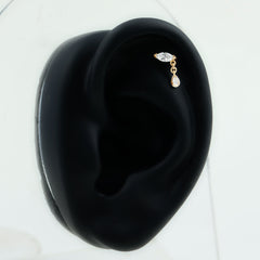 Real Marquise Diamond Cartilage Drop Earring