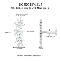 Certified Moissanite Floral Ear Climber Earring
