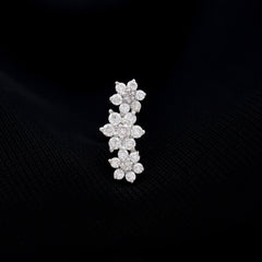 Certified Moissanite Floral Ear Climber Earring
