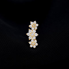 Certified Moissanite Floral Ear Climber Earring