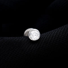 Bezel Set Round Moissanite Earring for Tragus Piercing