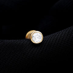 Bezel Set Round Moissanite Earring for Tragus Piercing