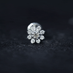 Minimalist Moissanite Flower Cartilage Earring