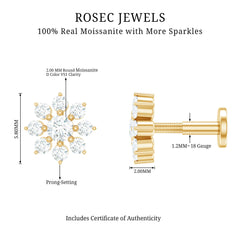 Minimalist Moissanite Flower Cartilage Earring