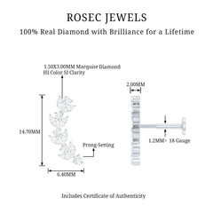 Nature Inspired Diamond Leaf Crawler Helix Earring