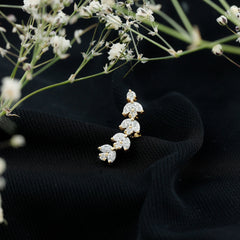 Nature Inspired Diamond Leaf Crawler Helix Earring