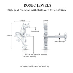 Diamond Flower Crawler Earring