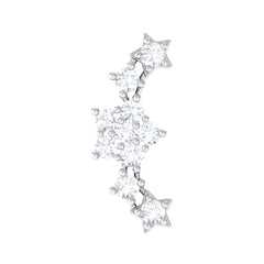 Unique Moissanite Star Crawler Earring for Helix Piercing
