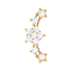 Unique Moissanite Star Crawler Earring for Helix Piercing