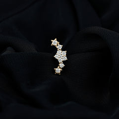 Unique Moissanite Star Crawler Earring for Helix Piercing