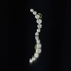Graduated Bezel Set Moissanite Curved Crawler Earring