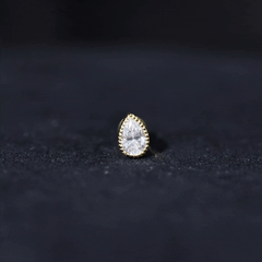 Solitaire Diamond Teardrop Stud Earring for Helix Piercing