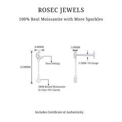 Moissanite Celestial Chain Drop Earring for Helix Piercing