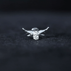 Round Moissanite Bat Earring for Cartilage Piercing