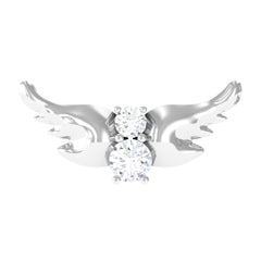 Round Moissanite Bat Earring for Cartilage Piercing