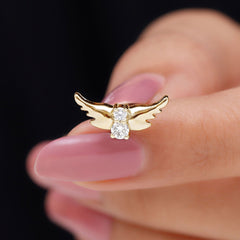 Round Moissanite Bat Earring for Cartilage Piercing