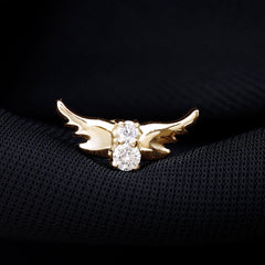 Round Moissanite Bat Earring for Cartilage Piercing