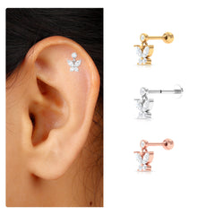 Marquise Moissanite Butterfly Dangly Earring for Helix Piercing