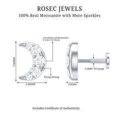 Moissanite Crescent Moon Helix Earring for Women