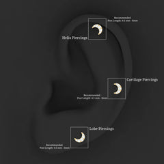 Moissanite Crescent Moon Helix Earring for Women