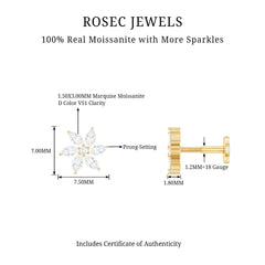 Marquise Moissanite Flower Earring for Cartilage Piercing
