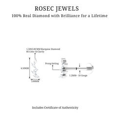 Marquise Shape Diamond Leaf Crawler Helix Earring