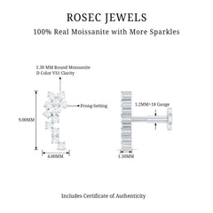 Moissanite Ear Crawler Earring for Cartilage Piercing