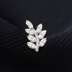 Natural Diamond Olive Leaf Earring for Cartilage Piercing