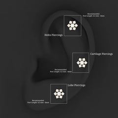 Round Cut Moissanite Cluster Floral Cartilage Earring