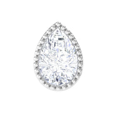 Pear Moissanite Helix Solitaire Earring in Beaded Bezel Setting