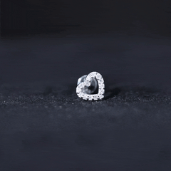 Certified Moissanite Open Heart Earring for Helix Piercing
