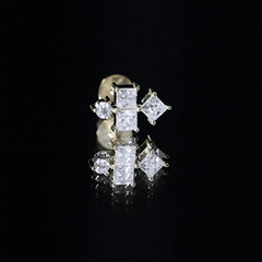 Round and Princess Cut Moissanite Cluster Helix Earring