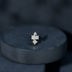 Round and Princess Cut Moissanite Cluster Helix Earring