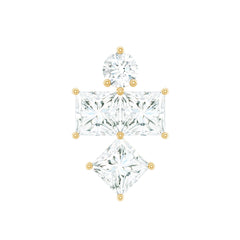 Round and Princess Cut Moissanite Cluster Helix Earring