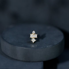 Round and Princess Cut Moissanite Cluster Helix Earring