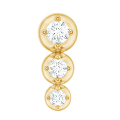 Natural Round Diamond Three Stone Tragus Earring
