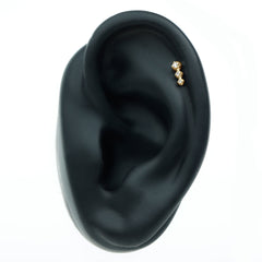 Natural Round Diamond Three Stone Tragus Earring
