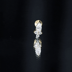 Pear and Round Diamond Earring for Helix Piercing