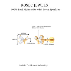 Dainty Moissanite Fly Earring for Helix Piercing