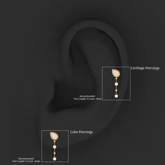 Natural Diamond Chain Dangle Earring for Cartilage Piercing
