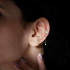 Natural Diamond Chain Dangle Earring for Cartilage Piercing