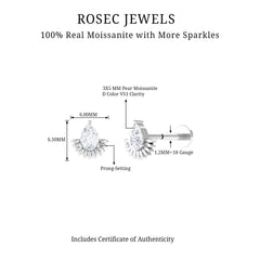 Pear Shape Moissanite Unique Cartilage Earring