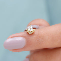 Pear Shape Moissanite Unique Cartilage Earring